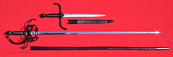 Black swept hilt rapier & main gauche
